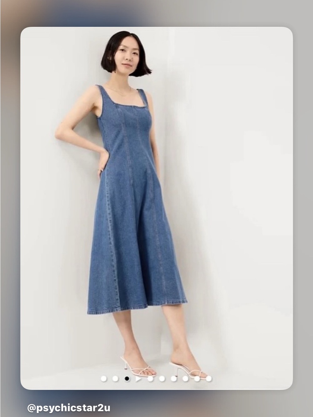 Denim A-Line Midi Dress in Classic Blue
